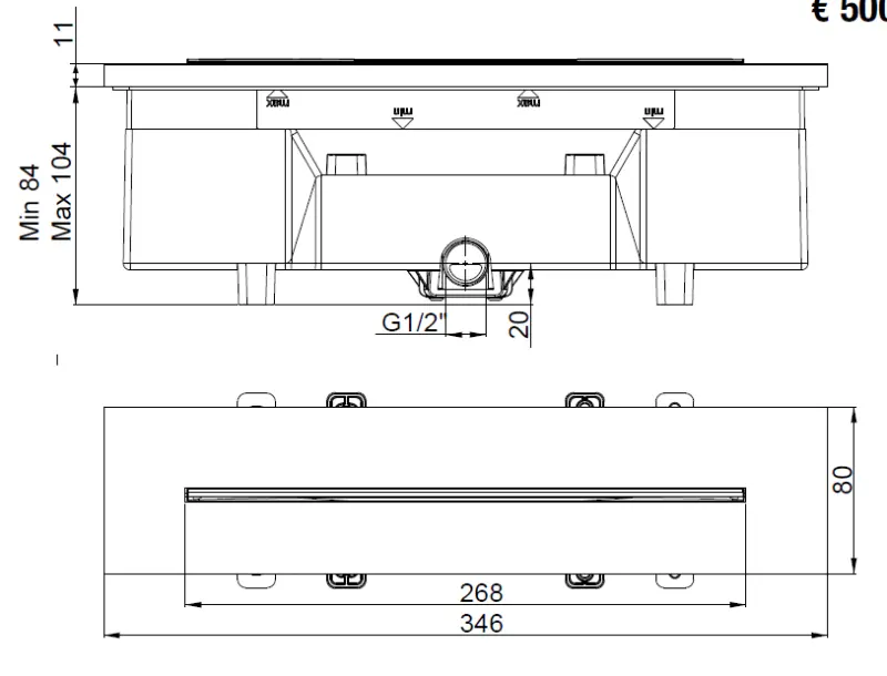 SB 316 Vandfald tud til badekar indbygning PVD kobber 1208955340