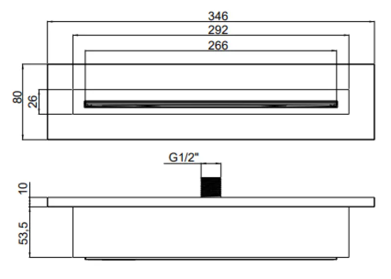 SB Vandfald 316 badetudløb indbygget fuldstændig rustfrit stål 1208955342