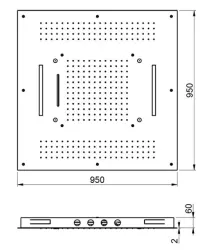 SB Square indbygget regnbruser med 4 stråletyper og kromoterapi belysning mat sort 1208955385