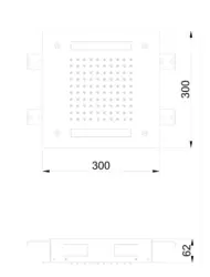 SB Easy Inbyggningsregnbruser 30x30cm Mat Sort med belysning 1208955439