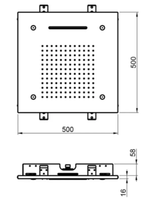 SB Chromoterapi indbygget regnbruser med 3 stråletyper 50x50 cm fuldt rustfrit stål 1208955444