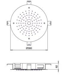 SB Round Chromoterapi Regnbruser Indbygning PVD Gun Metal 1208955472