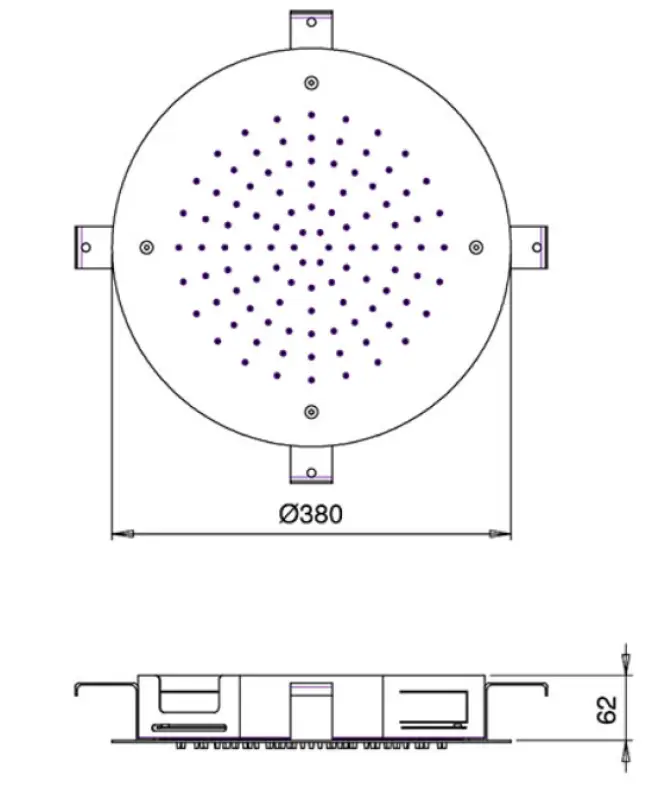 SB Round Chromoterapi Regnbruser indbygning PVD Guld 1208955473