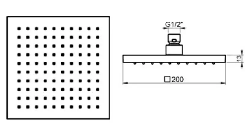 SB Rubinetterie Regnbruser Eco Air vandbesparende firkantet regnbruser mat hvid 20x20cm 1208955527