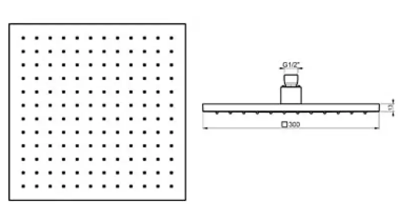 SB Rubinetterie Regnbruser Eco Air vandbesparende firkantet regnbruser Krom 30x30cm 1208955532