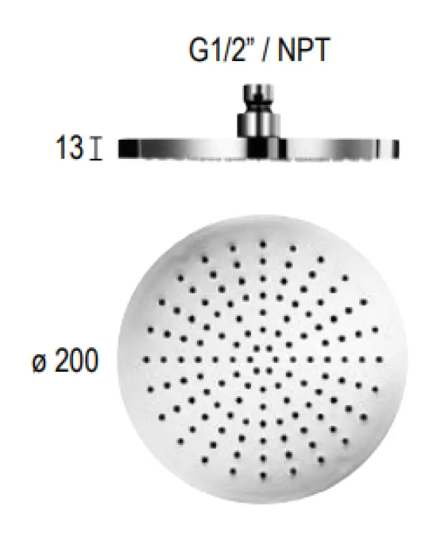 SB Rund Messing Regnbruser Hovedbruser 20 cm Mat Hvid 1208955604