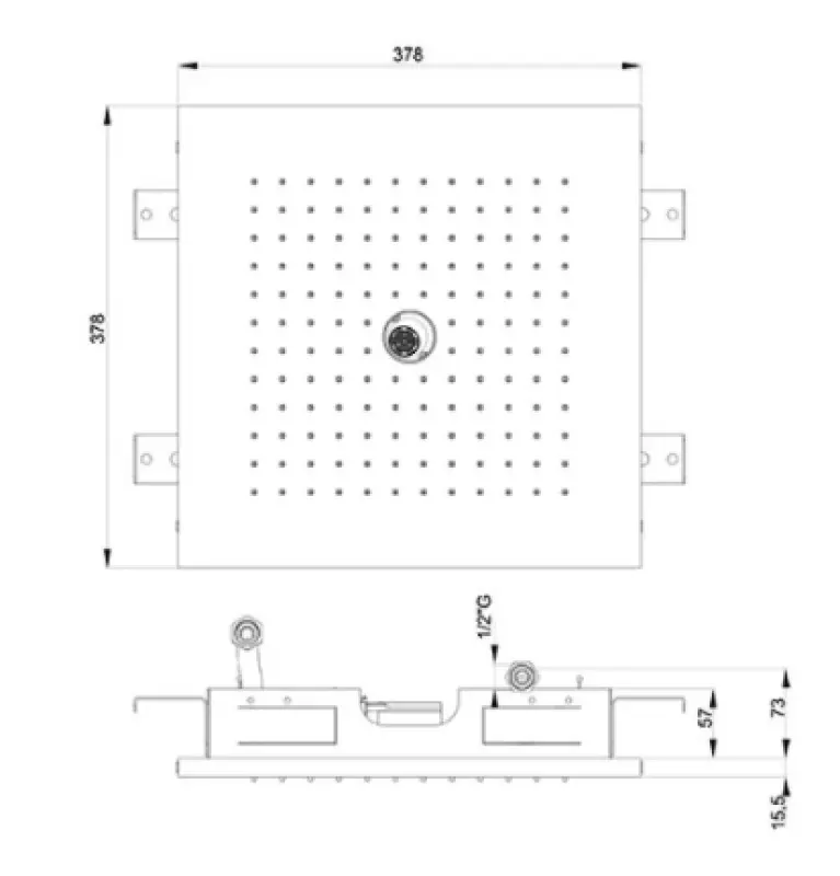SB Regnbruser med twist-stråle 38 cm firkantet Mat Hvid 1208955629