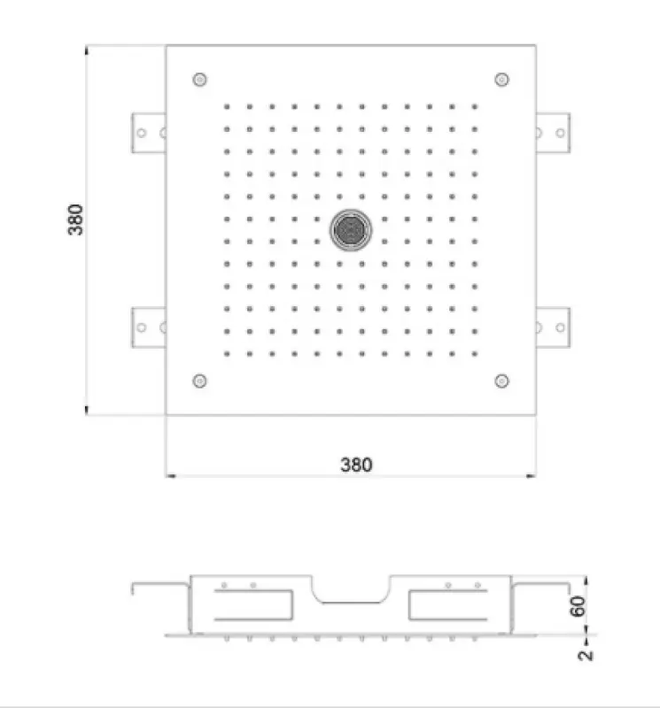 SB indbygget regnbruser loft med istap gade 38x38cm PVD Kobber 1208955658