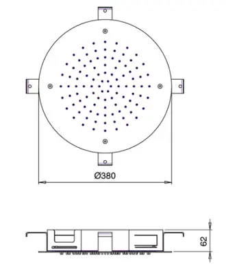 SB Round Temptation Built-in Rain Shower 38 cm fully stainless steel 1208955798