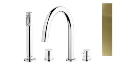 Waterevolution Flow 4-huls badekararmatur til karbadmontering fuldt PVD let guld T138WGE