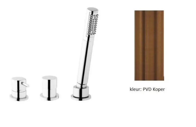 Waterevolution Flow 3-huls badarmatur til badekarmontage PVD Børstet Kobber T138SBCPE