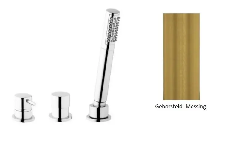 Waterevolution Flow 3-huls Badekran til Montering på Badekar Kant Børstet Messing Natur T138SBLE