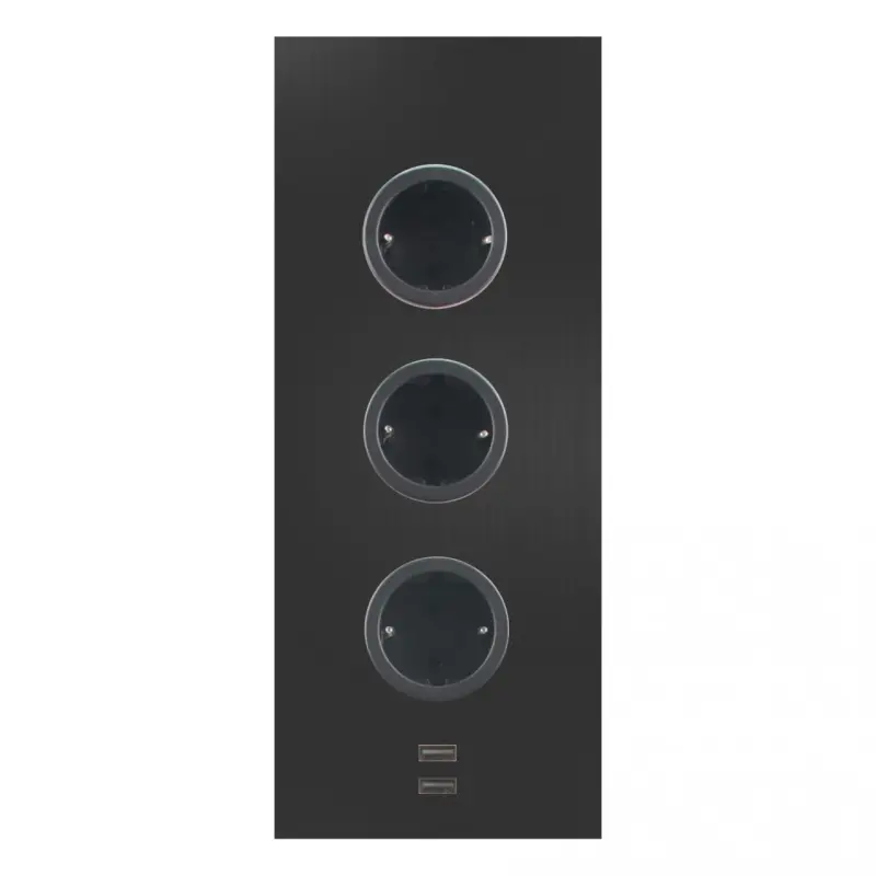 Indux Corner Energi-søjle med 3 stikkontakter, jordforbundet og dobbelt USB-A&amp;C-oplader, sort 1208955899