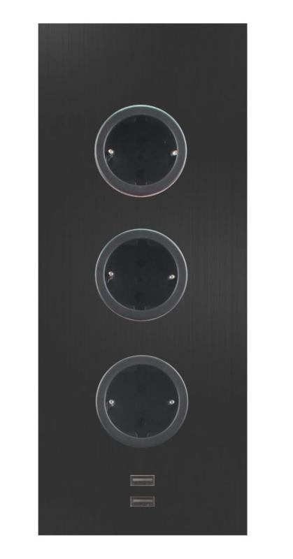 Indux Corner Energi-søjle med 3 stikkontakter, jordforbundet og dobbelt USB-A&amp;C-oplader, sort 1208955899