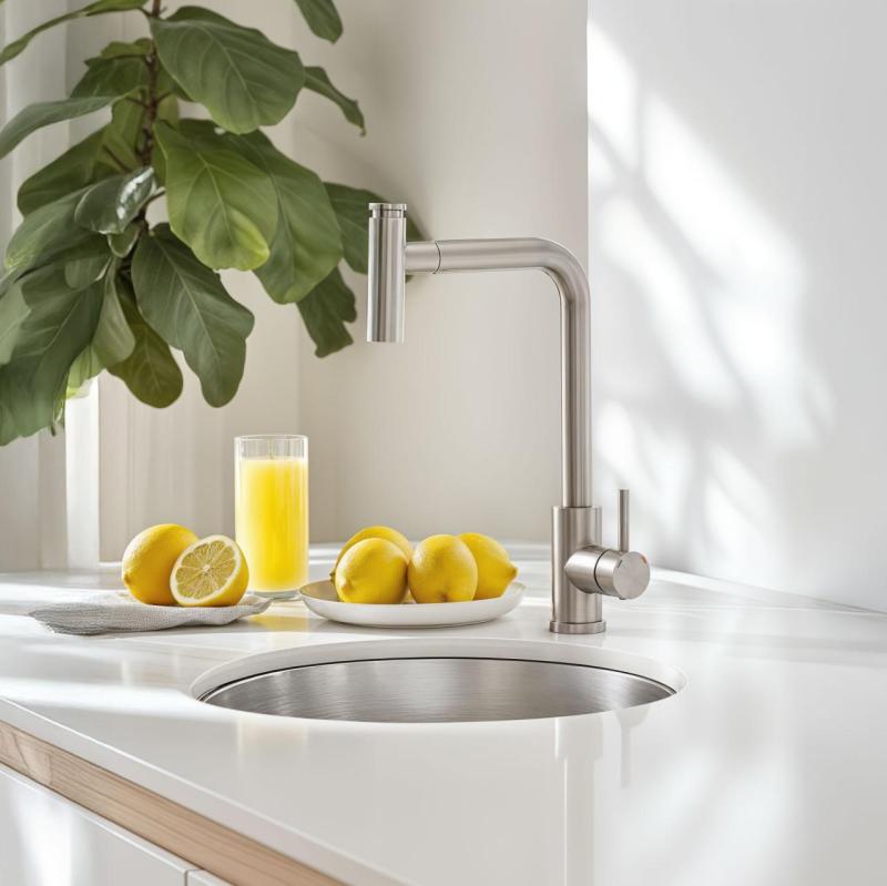 Quadri Cardiff køkkenbatteri med udtrækkeligt brusehoved med 2 stråletyper i rustfrit stål 1208955914