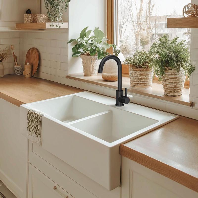 Quadri Coventry køkkenarmatur mat sort med drejelig tud 1208956030