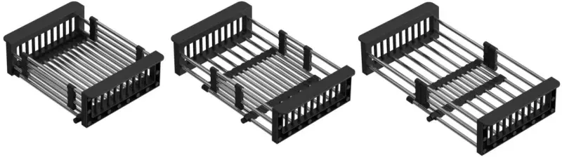 Quadri Universel udtrækkelig indsatsbak indsatskurv eller restekurv rustfrit stål med sort 22,5 cm bred 1208956037