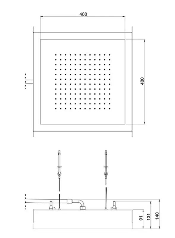 SB Rainbow Regnbruser indbygget i loftet med kromoterapi belysning fuldstændigt rustfrit stål 1208956230.