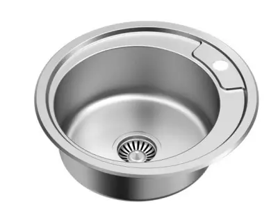 Aquadesign Ross basic rund rustfri stålvask med hanehul 1208956232