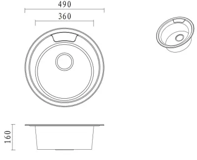 Aquadesign Ross basic rund rustfri stålvask med hanehul 1208956232