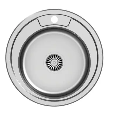 Aquadesign Ross basic rund rustfri stålvask med hanehul 1208956232