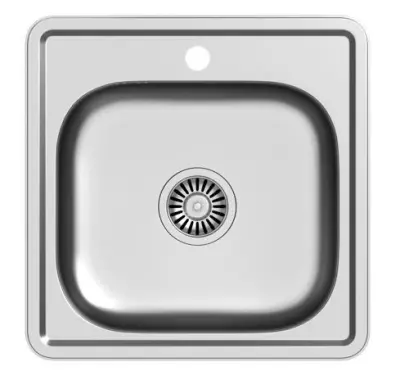 Aquadesign Basic firkantet rustfrit stålvask 48x48 cm, overflademontering med hul til vandhane 1208956284