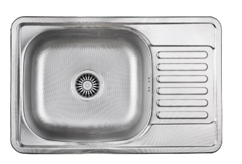 Aquadesign Basic rustfrit stål køkkenvask med afdrypningsområde, vendbar, 66x42 cm, påbygning 1208956285
