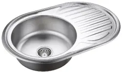 Aquadesign Basic rustfrit stål vask med afdrypningsområde, vendbar, 77x50cm, påbygning 1208956287