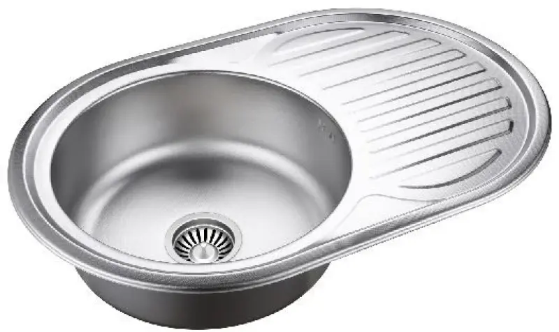 Aquadesign Basic rustfrit stål vask med afdrypningsområde, vendbar, 77x50cm, påbygning 1208956287