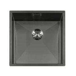 Lorreine 42WT-GunMetal arbejdsblad rustfrit stål vask GunMetal 42x42cm til indbygning i keramik eller natursten