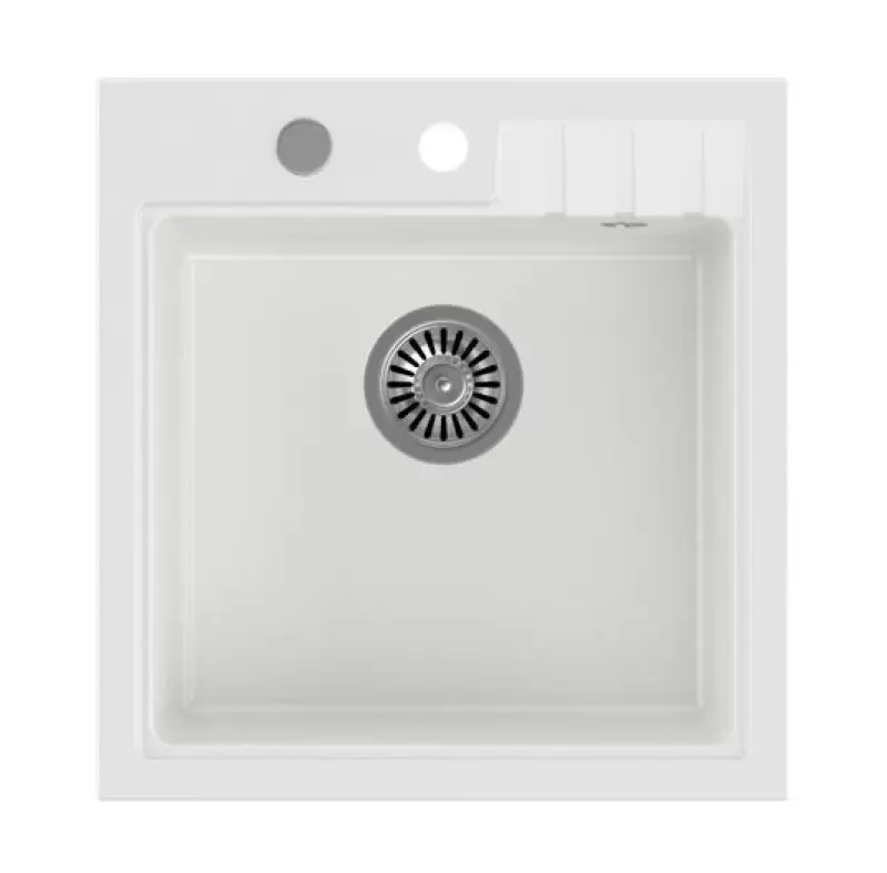 Quadri Cardigan hvid granit vask 50x52 cm med hanehul 1208956306