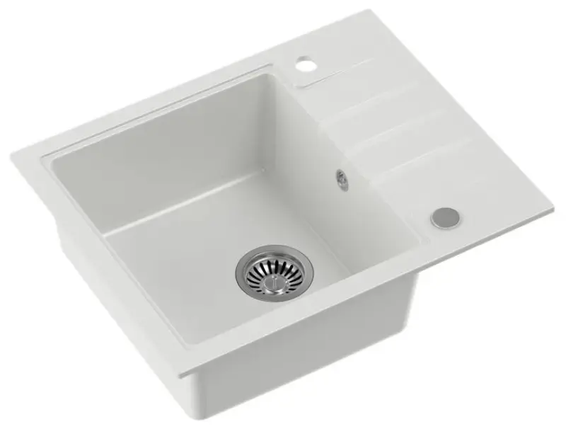 Quadri Cardigan hvid granit køkkenvask med afløbsbakke vendbar 62x50cm 1208956308