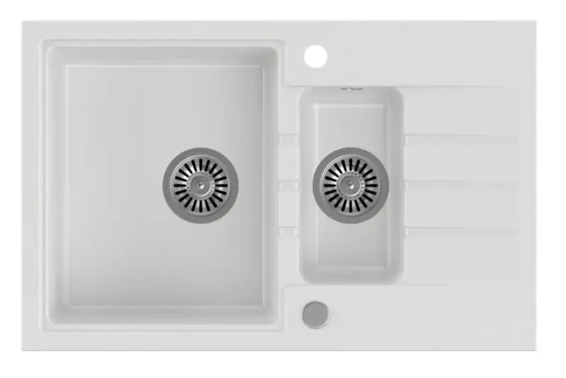 Quadri Cardigan hvid 1,5 granit indbygningsvask med afløbsbak vendbar 78x50cm 1208956312