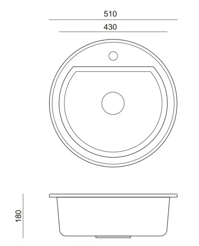 Quadri Norwich Antracit Granit Rund Vask 51 cm Overflade - 1208956316