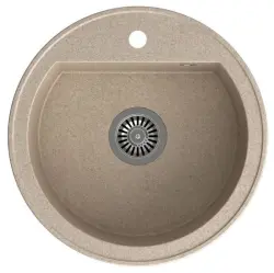 Quadri Norwich Beige Sand Granit Rundt Vask 51 cm Overflade - 1208956317