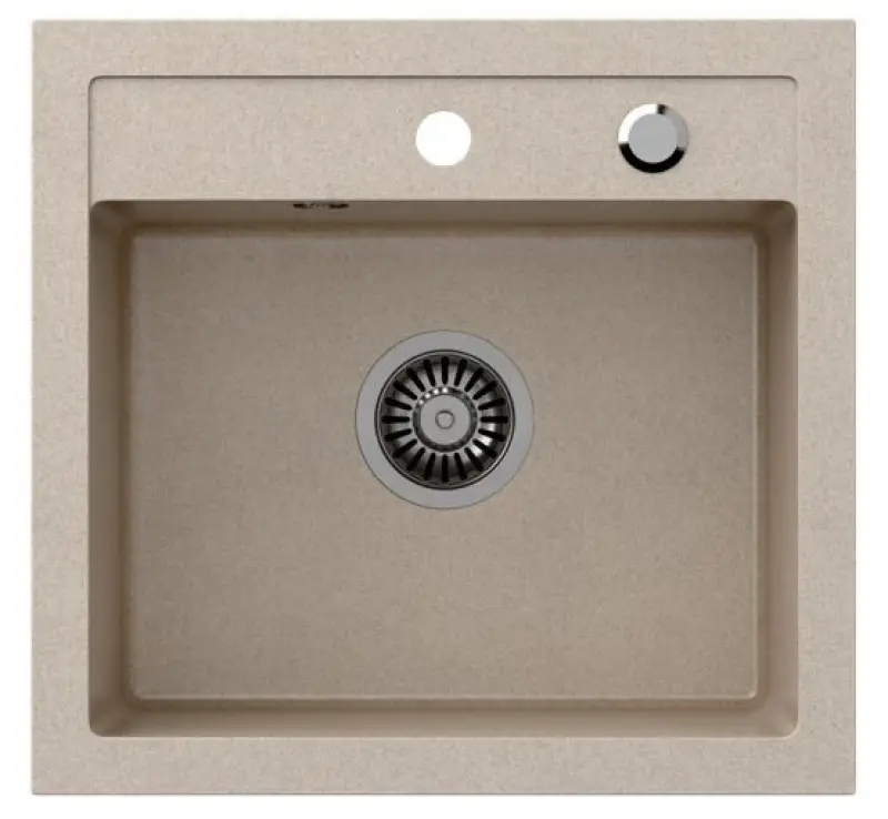 Quadri London granit sand beige vask 50x47 cm med hanehul opbygning 1208956321