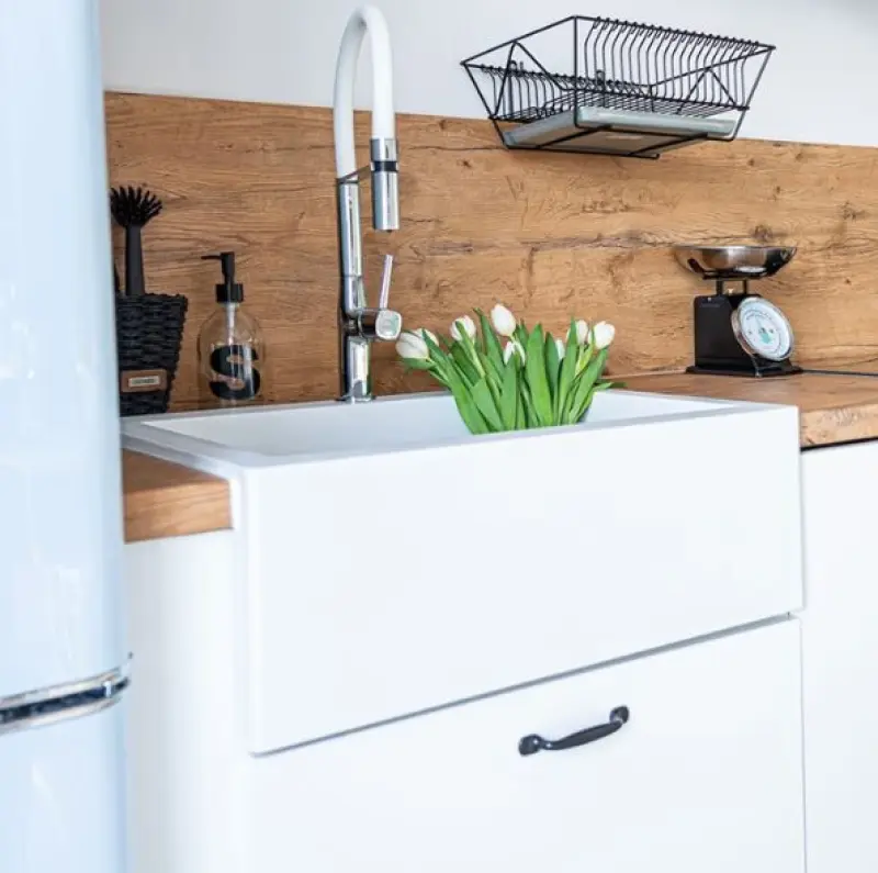 Aquadesign Farmhouse indbygget eller påbygget granitvask hvid 58x49cm 1208956331