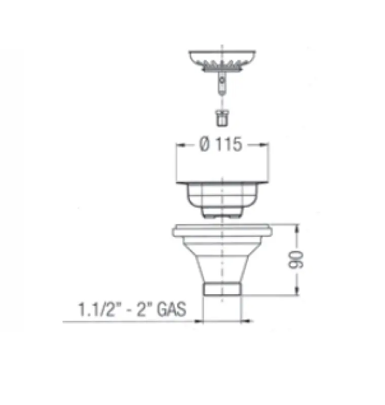 PB klassisk krom afløbssæt til en køkkenvask med kurveprop, der kan lukkes 1208956473