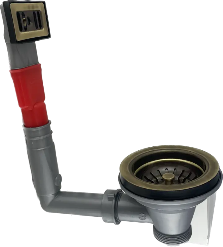 PB klassisk bronzefarvet afløbssæt med overløb til en køkkenvask og kurveprop, bronzelukning 1208956478