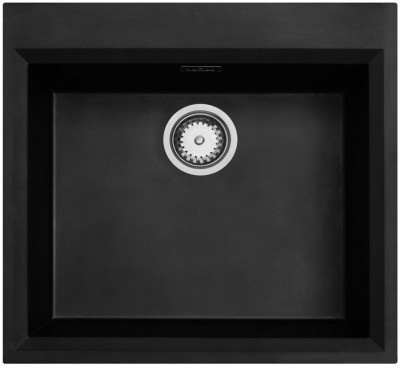 Sort påbygget vask 58 x 53 cm med hul til vandhane med rustfri stålprop 1208956732