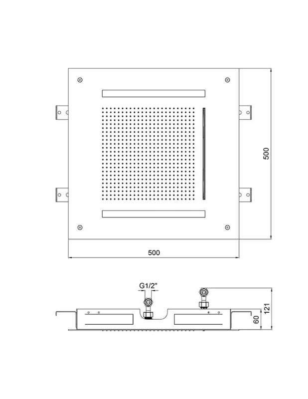 SB Square 316 Indbygget Regnbruser Velvet Temptation med LED kromoterapi og vandfald mat sort 1208956742