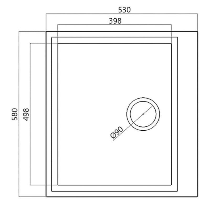 Betongrå indbygningsvask 58x53 cm med hanehulplade og rustfri stålprop 1208956771