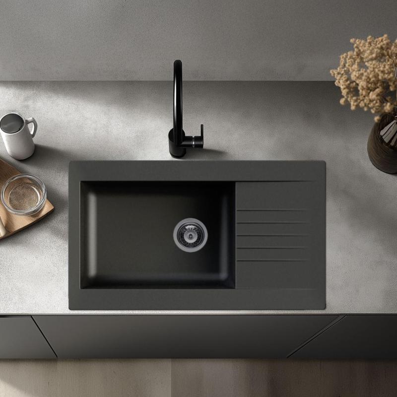 Ausmann Fibre stor sort kunststofvask, vendbar med afløbsbak, påbygning 86x50 cm 1208956779