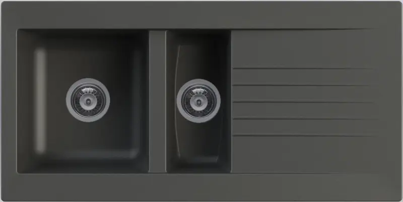 Ausmann Fibre 1,5 sort plastvask, vendbar med afdrypningsrist, overflademontering, 100 x 50 cm, 1208956783