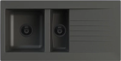 Ausmann Fibre 1.5 black plastic sink, reversible with drip tray, surface-mounted, 100x50 cm, with black plug 1208956784