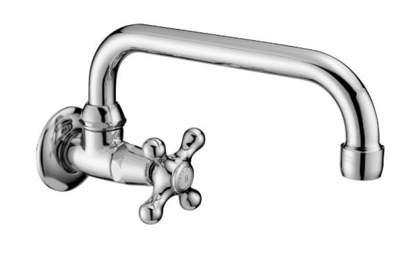 PB klassisk vægmonteret vandhane med stjernehåndtag til koldt vand og drejelig tud i bronze 1208956897