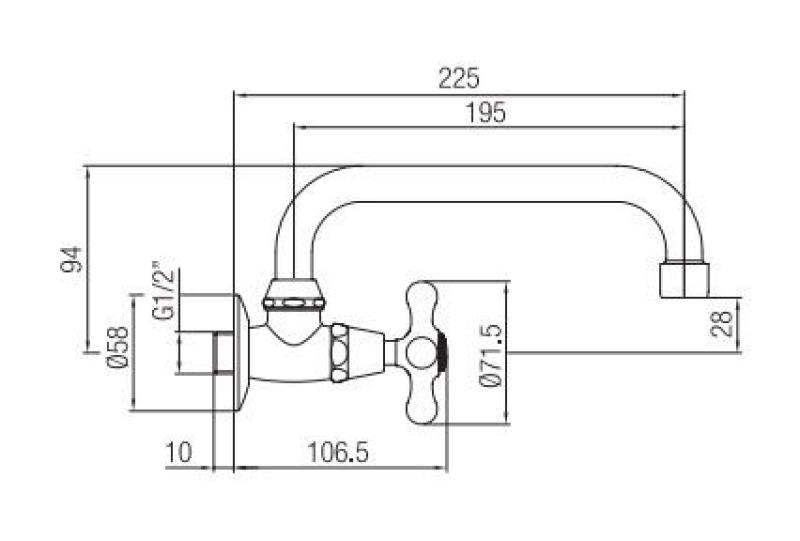 PB klassisk vægmonteret vandhane med stjernehåndtag til koldt vand og drejelig tud i bronze 1208956897