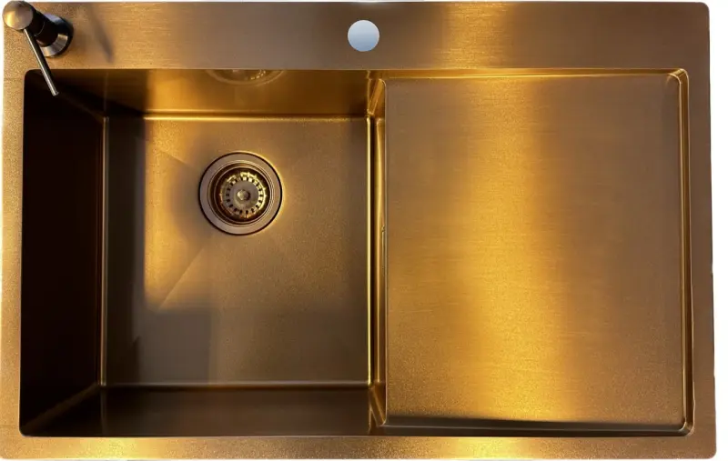 Ausmann Turt kobbervask med højre afløbsområde 780x500mm til påbygning og planmontering 1208956943