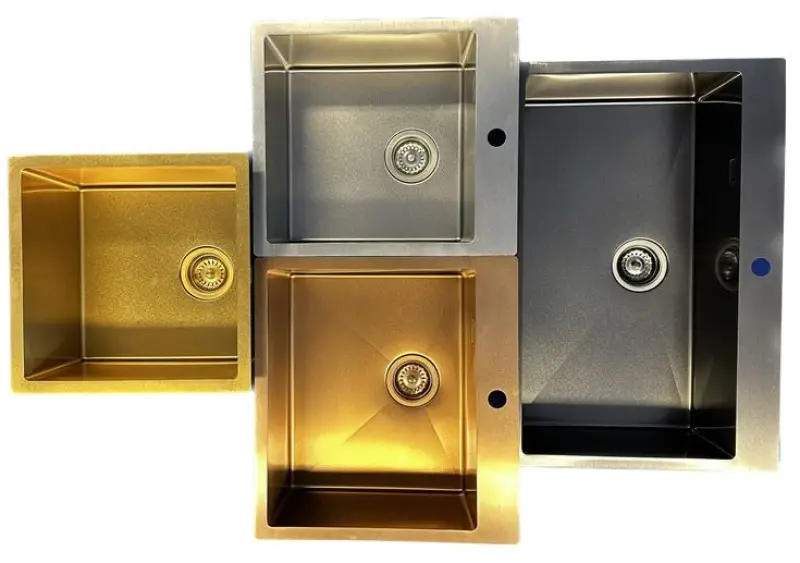 Ausmann Turt gun metal vask PVD NANO 40x40 underbygning, planmontering og ovenpå montering 1208956946