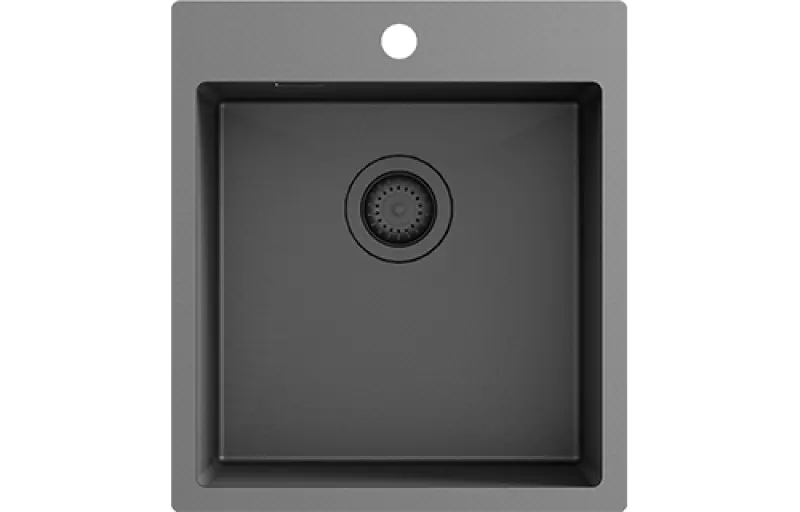 Ausmann Turt gun metal håndvask 450x505mm med hanehul til undermontering, planmontering og overmontering 1208956960